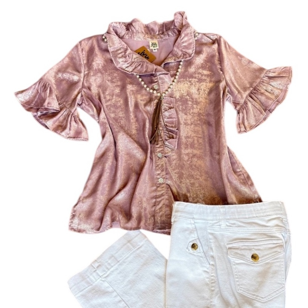 Ivy Jane Cross Eyed Lilac Blouse Size Medium